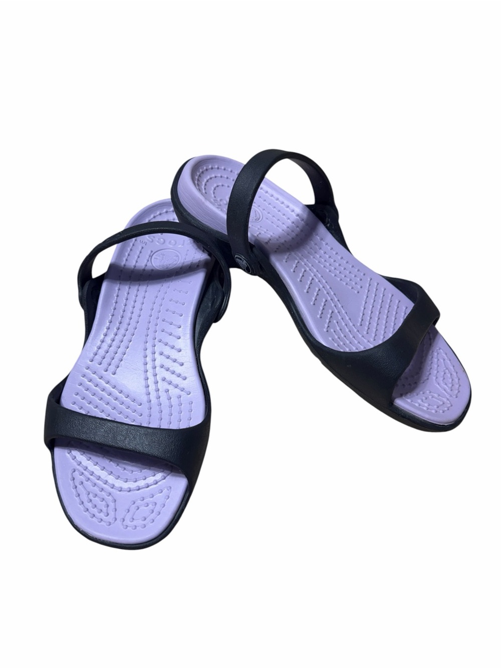Crocs Black & Purple Cleo Sandals Womens 7